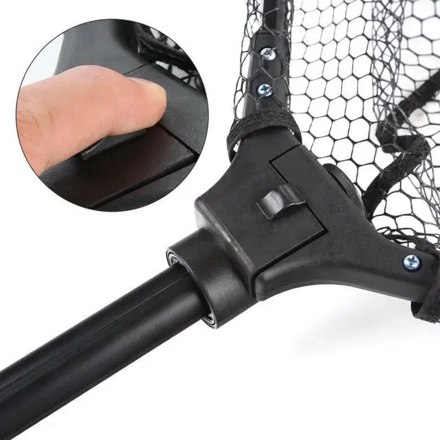 Alt view image 4 of 7 - Large Fishing Net with Handle Collapsible Fish Landing with Extendable Handle Knotless Nylon Fishing Safe Fish Net Durable Telescopic Dip Foldable