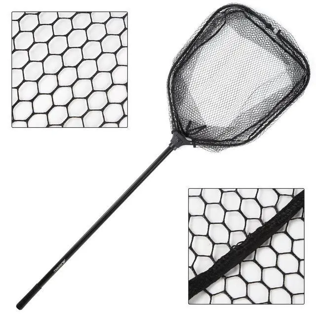 Alt view image 6 of 7 - Large Fishing Net with Handle Collapsible Fish Landing with Extendable Handle Knotless Nylon Fishing Safe Fish Net Durable Telescopic Dip Foldable