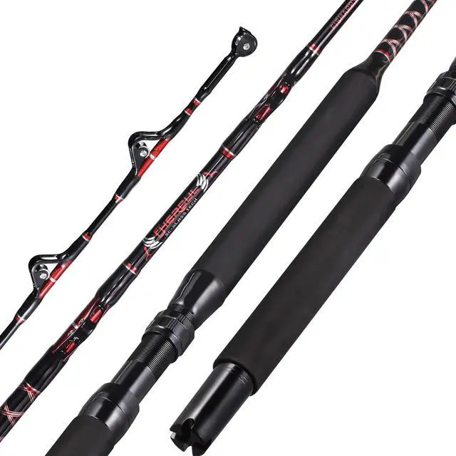Main image of Trolling Rod Saltwater Offshore Heavy Roller Rod Bent Butt Trolling Rod Big Game Conventional Boat Fishing Pole Heavy Duty Fishing Rod 5'6''/6'