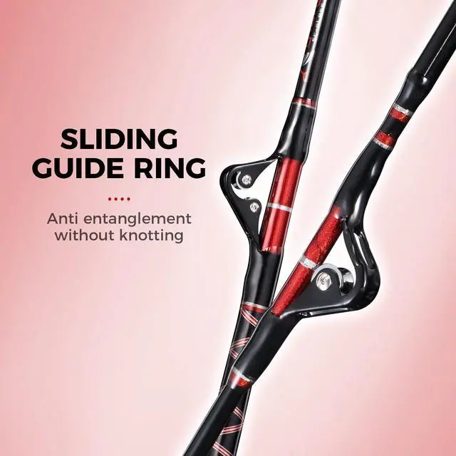 Alt view image 4 of 7 - Trolling Rod Saltwater Offshore Heavy Roller Rod Bent Butt Trolling Rod Big Game Conventional Boat Fishing Pole Heavy Duty Fishing Rod 5'6''/6'