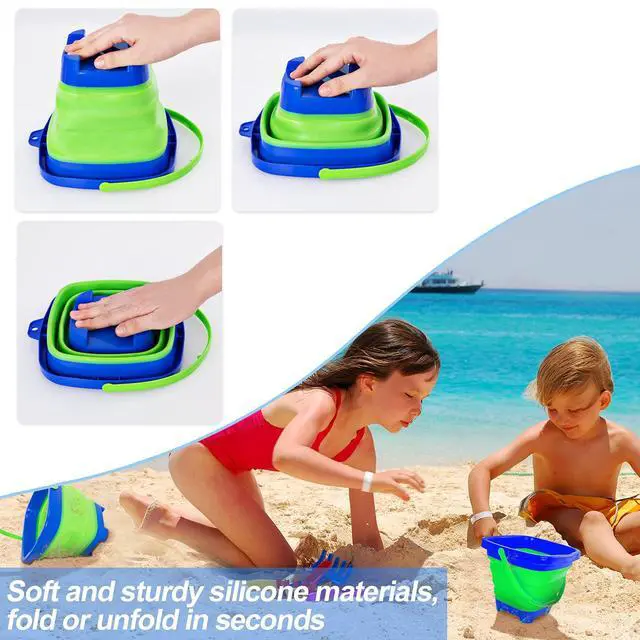 Alt view image 3 of 6 - Kids Fishing Net, 2 Pack Telescopic Landing Nets with Aluminum Pole Handle, Collapsible Bucket Sand Pail, Butterfly Net, Fishing Net for Youth, Outdoor Playing