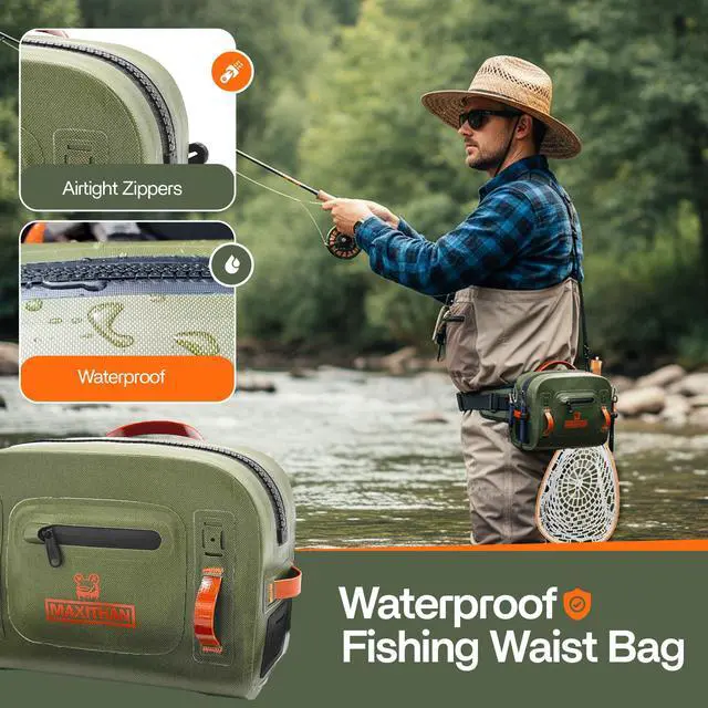 Alt view image 2 of 7 - Lehigh Crossing, Waterproof Fishing Waist Pack, Fly Fishing Fanny Pack, Submersible Lumbar Pack