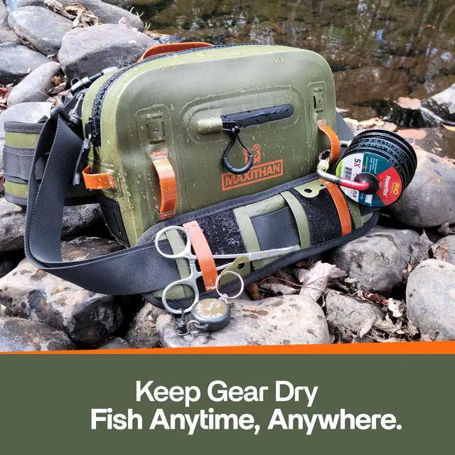Alt view image 3 of 7 - Lehigh Crossing, Waterproof Fishing Waist Pack, Fly Fishing Fanny Pack, Submersible Lumbar Pack