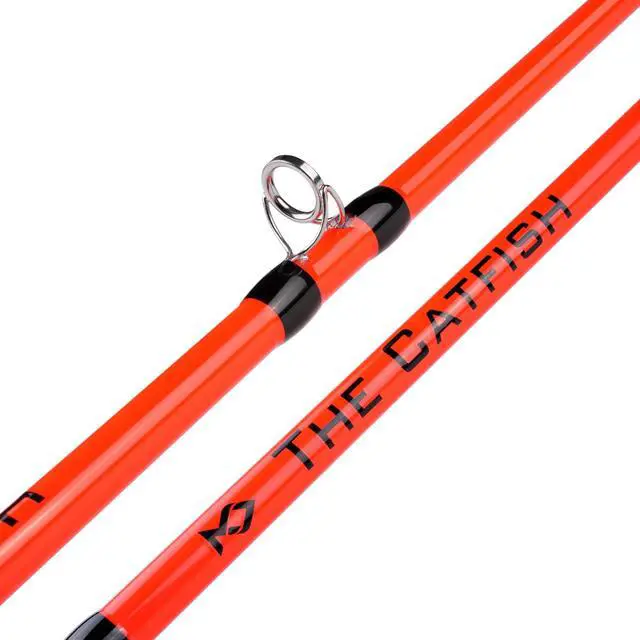 Alt view image 2 of 6 - 8' Glow Catfish Rod, Medium Heavy 2-Piece, 10-65 lb | S-glass carbon blank, glow-in-dark finish, EVA grip and stainless guides for night catfishing with 10-65 lb line