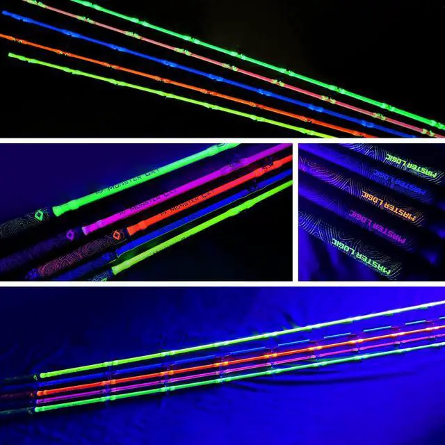 Alt view image 6 of 6 - 8' Glow Catfish Rod, Medium Heavy 2-Piece, 10-65 lb | S-glass carbon blank, glow-in-dark finish, EVA grip and stainless guides for night catfishing with 10-65 lb line