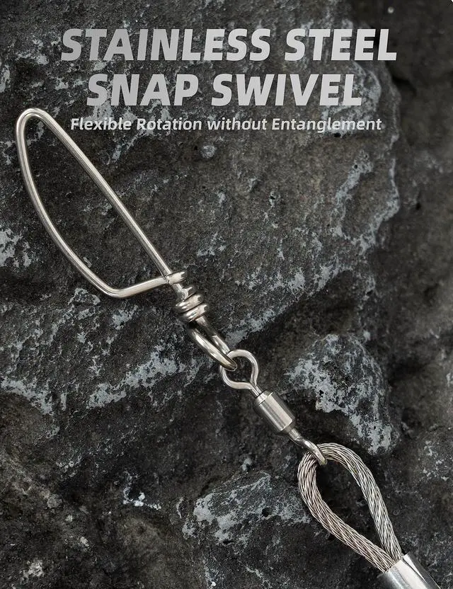 Alt view image 3 of 7 - Inline Trolling Weights 1lb,2lb,3lb,4lb 1pc with 551LB Stainless Steel Wire and Small Profile Snap Swivel Saltwater Fishing Sinker