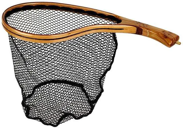 Main image of Aventik Fly Fishing Landing Net for Trout Soft Rubber Ghost Mesh Catch and Release Wooden Frame Lightweight and Tangle-Free