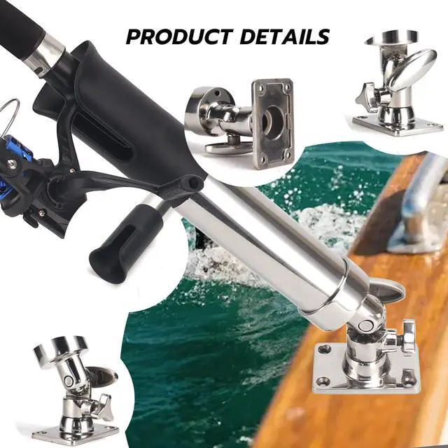 Alt view image 5 of 7 - 2-Pack Stainless Steel Fishing Rod Holder | 360° Rotating Deck Mount | 1.8" Rod Compatibility | Trolling Rod Holder for Boats, Yachts & Kayaks