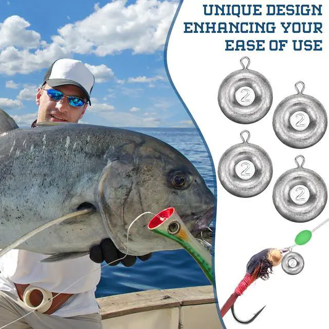 Alt view image 4 of 7 - 36 Pieces Fishing Disc Sinkers Weights Disc Sinker Fishing Sinkers Weights for Saltwater Catfishing Trolling Surf Tackle