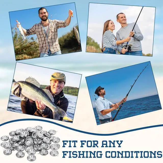 Alt view image 5 of 7 - 36 Pieces Fishing Disc Sinkers Weights Disc Sinker Fishing Sinkers Weights for Saltwater Catfishing Trolling Surf Tackle