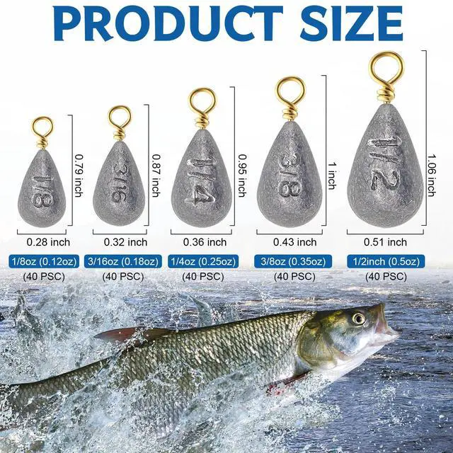 Alt view image 2 of 7 - Bass Casting Swivel Bell Sinkers Fishing Weights Drop Shaped Fishing Sinkers Catfish Weights for Ocean Saltwater Surf Bass Casting Gear Tackle