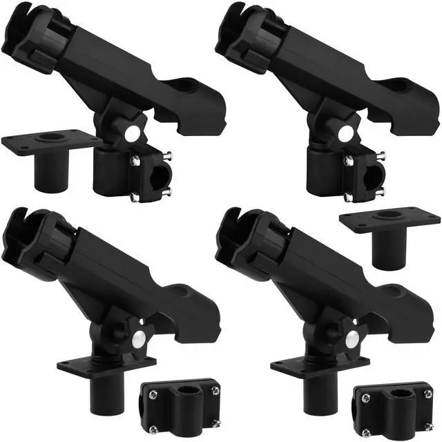 Main image of Adjustable Black Fishing Rod Holder for Boat Kayak Swivel Side Mount Kits Tackle