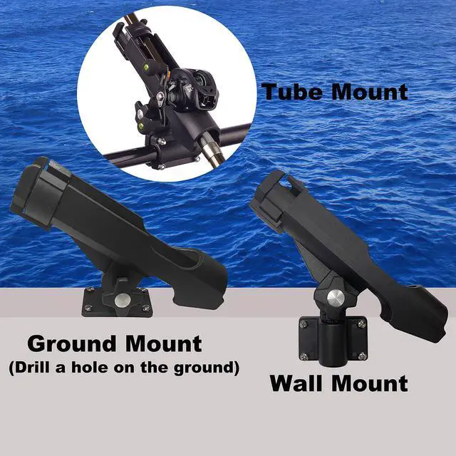 Alt view image 3 of 5 - Adjustable Black Fishing Rod Holder for Boat Kayak Swivel Side Mount Kits Tackle