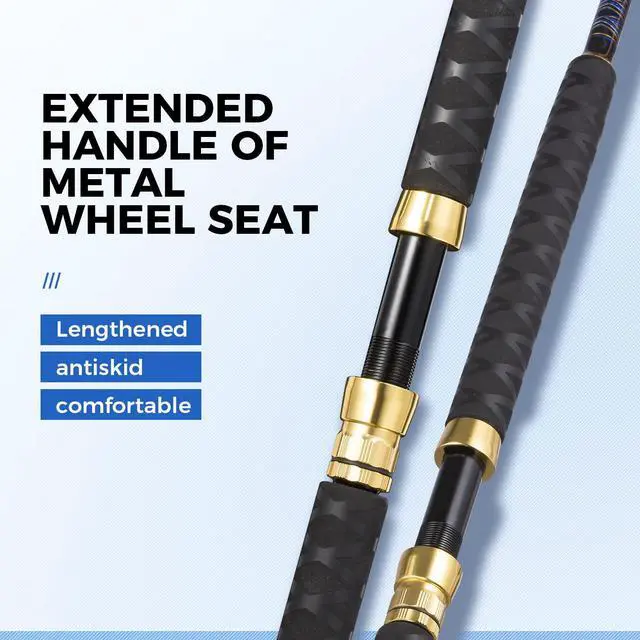 Alt view image 5 of 7 - Trolling Rod Saltwater Offshore Heavy Roller Rod Bent Butt Trolling Rod Big Game Conventional Boat Fishing Pole Heavy Duty Fishing Rod 5'1''/ 6'