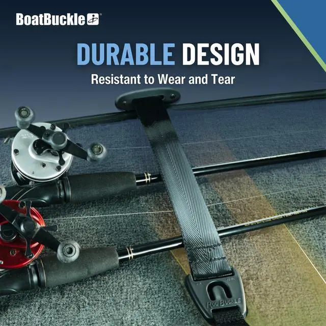 Alt view image 3 of 7 - F14200A 24-Inch Self-Retracting Fishing Rod Holder for Boat, Retractable Tie Down Rod Straps for Boat Deck Mount/Gunwale