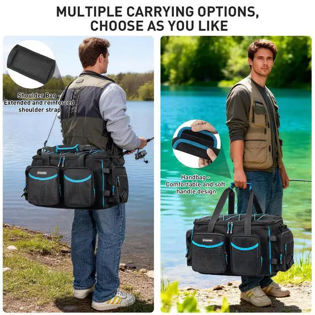 Alt view image 6 of 7 - Waterproof Large Fishing Tackle Bag for 3600/3700 Tackle Box | Portable and Comfortable Fishing Tackle Bags with Waterproof Soft Bottom Suitable for Saltwater & Freshwater Fishing