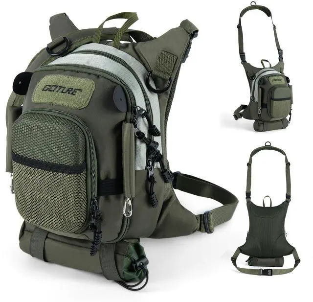Main image of Fly Fishing Chest Pack, Lightweight Chest Pack Tackle Storage Bag, Fly Fishing Bag with Adjustable Padded Neck Strap and Waist Strap, Hard Shell Front Pocket, Water Bottle Pouch, Gifts for Men