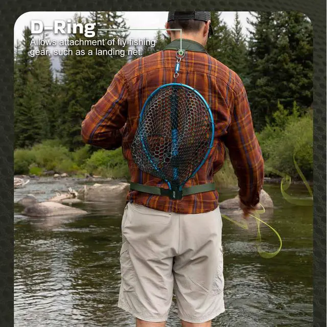 Alt view image 6 of 7 - Fly Fishing Chest Pack, Lightweight Chest Pack Tackle Storage Bag, Fly Fishing Bag with Adjustable Padded Neck Strap and Waist Strap, Hard Shell Front Pocket, Water Bottle Pouch, Gifts for Men