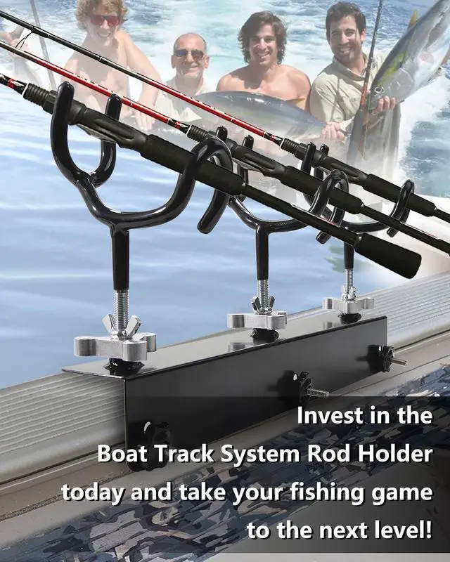 Alt view image 7 of 7 - Boat Track System Rod Holder with Power Lock and Track Adapter - Compatible with Most Kayak Tracks - 360-Degree Adjustable Rotation and ALOCK Rod Secure Rig