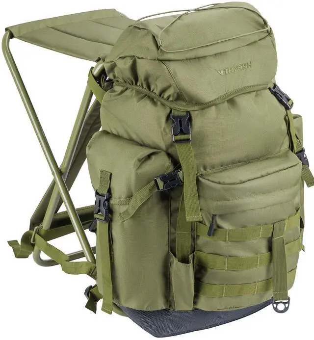 Main image of Large Capacity Fishing Hunting Backpack Chair with Rod Holder | 35L Tackle Box Backpack with Rod Holders Fishing Storage Bag Portable Stool for Outdoor Fishings, Camping, and Hunting