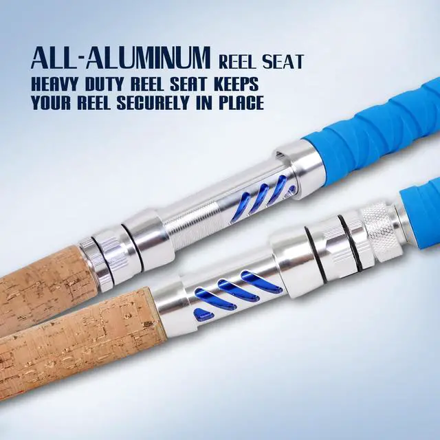 Alt view image 5 of 7 - Saltwater Fishing Rod Heavy Duty Trolling Rod Conventional Boat Standup Big Game Deep Sea Rod with Roller Guides(5'6"/6'/7'6",50-80lbs/80-120lbs)