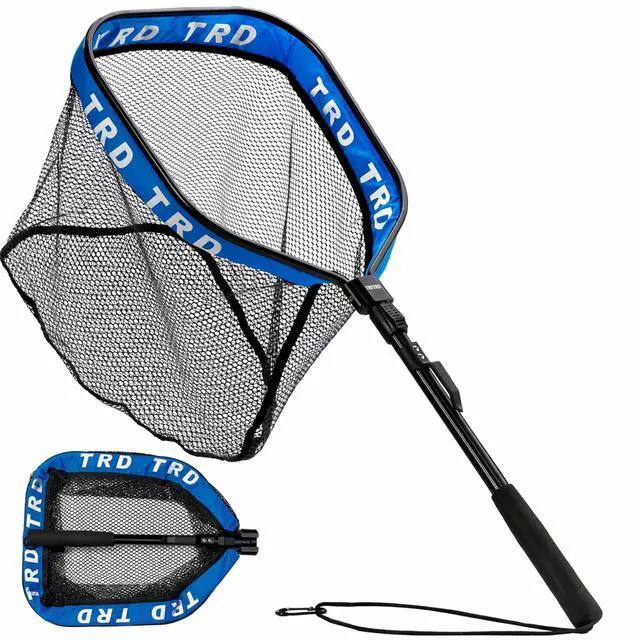 Main image of AluFloat X1 Fishing Net with Handle (Fish Net) - Floating Foldable Rubber-Coated Deep Mesh Landing Net for Bass & Fly Fishing - Fishing Gear, Kayak Accessories, Fishing Accessories