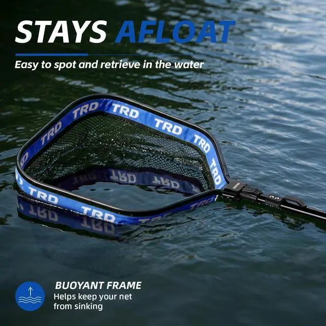 Alt view image 3 of 7 - AluFloat X1 Fishing Net with Handle (Fish Net) - Floating Foldable Rubber-Coated Deep Mesh Landing Net for Bass & Fly Fishing - Fishing Gear, Kayak Accessories, Fishing Accessories