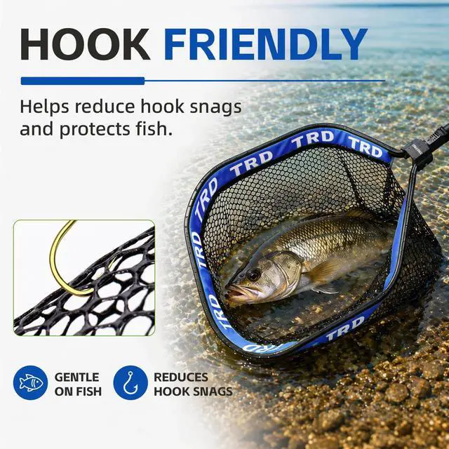 Alt view image 4 of 7 - AluFloat X1 Fishing Net with Handle (Fish Net) - Floating Foldable Rubber-Coated Deep Mesh Landing Net for Bass & Fly Fishing - Fishing Gear, Kayak Accessories, Fishing Accessories