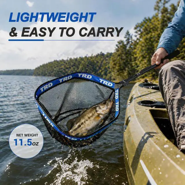 Alt view image 7 of 7 - AluFloat X1 Fishing Net with Handle (Fish Net) - Floating Foldable Rubber-Coated Deep Mesh Landing Net for Bass & Fly Fishing - Fishing Gear, Kayak Accessories, Fishing Accessories
