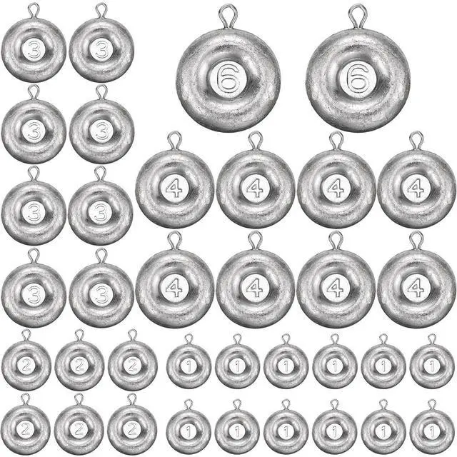 Main image of 36 Pieces Fishing Disc Sinkers Weights Disc Sinker Fishing Sinkers Weights for Saltwater Catfishing Trolling Surf Tackle