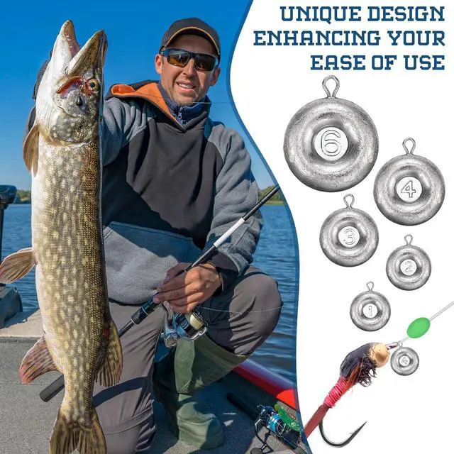 Alt view image 5 of 7 - 36 Pieces Fishing Disc Sinkers Weights Disc Sinker Fishing Sinkers Weights for Saltwater Catfishing Trolling Surf Tackle