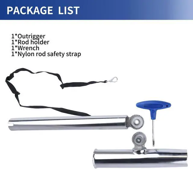 Alt view image 4 of 6 - Outrigger Fishing Rod Holders, 2Pcs Stainless Steel Outrigger Rod Holders Adjustable Pole Holder with Safety Strap & Quick-Release Clip for Pontoon Boats, Yachts, Fishing