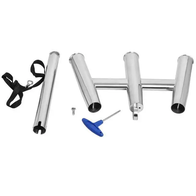 Alt view image 6 of 7 - 3 Tube Fishing Rod Holders,Polished Stainless Steel Trident Outrigger Stylish Rod Holder,Adjustable Kite Fishing Mount 3-Rod Holder