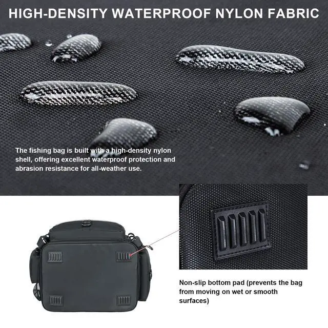 Alt view image 6 of 7 - Fishing Tackle Bag with Rod Holders & Cooler Main Compartment Large Capacity Fishing Bag for Organized Gear Storage