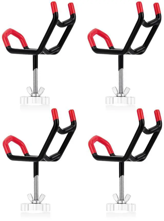 Main image of Dual-Angle Boat Fishing Rod Holder Rest, 4 Pack, 5° & 25° V-Shape Rod Cradle with Anti-Slip Rubber Tips, 3/8-16 Thread Mount