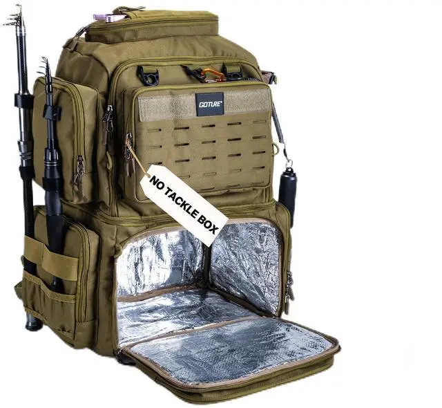 Main image of Fishing Backpack, 53L 600D Water-Resistant Insulated Tackle Backpack with Cooler, Rod Holders, 8 Lure Pockets, Rain Cover, Gear Storage Large Fishing Bag for Camping Hiking(Without Tackle Box)