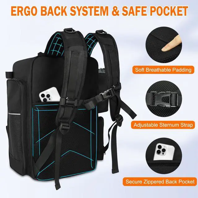 Alt view image 4 of 7 - Fishing Backpack, 40L Tackle Backpack with Rod Holders & 2 Tackle Trays, Large Water-resistant Fishing Bag Equipments