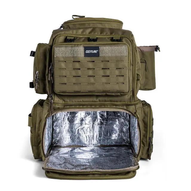 Alt view image 7 of 7 - Fishing Backpack, 53L 600D Water-Resistant Insulated Tackle Backpack with Cooler, Rod Holders, 8 Lure Pockets, Rain Cover, Gear Storage Large Fishing Bag for Camping Hiking(Without Tackle Box)
