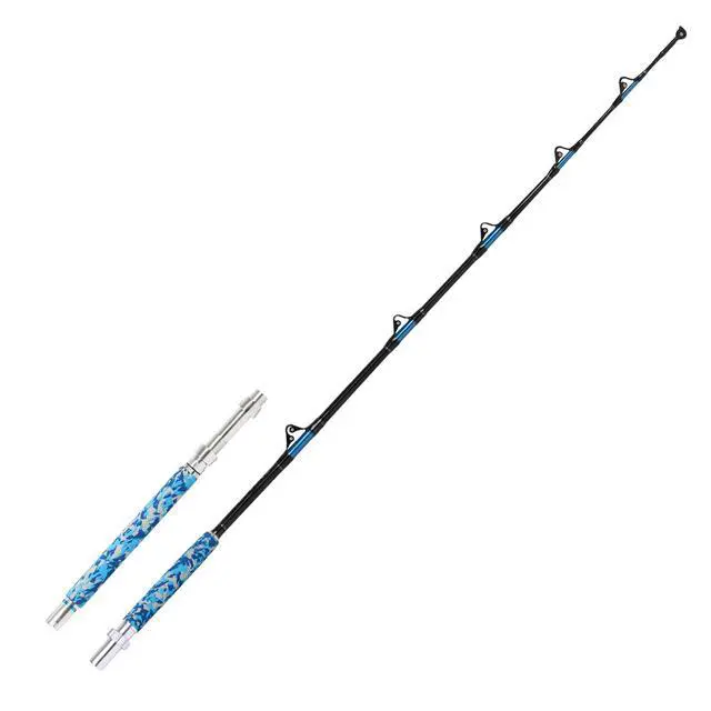 Alt view image 2 of 7 - Fishing Trolling Rod 1 Piece/2 Piece Saltwater Offshore Heavy Roller Rod Big Game Conventional Boat Camo Fishing Pole (6'/6'6",30-50lb/50-80lb/80-120lb)