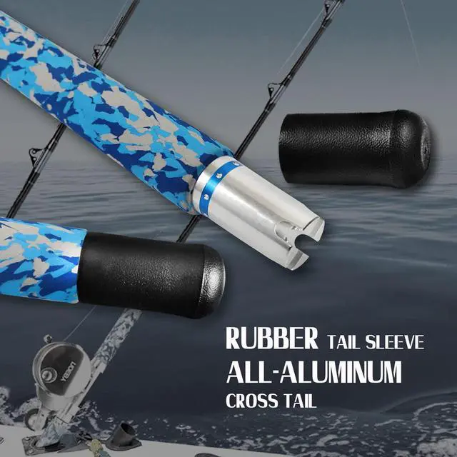 Alt view image 7 of 7 - Fishing Trolling Rod 1 Piece/2 Piece Saltwater Offshore Heavy Roller Rod Big Game Conventional Boat Camo Fishing Pole (6'/6'6",30-50lb/50-80lb/80-120lb)