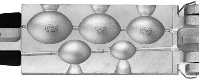 Main image of Egg Sinker Mold Fishing Weight Molds with 5 Mold Cavities,1oz, 2oz, 3oz, 4oz, 5oz, Lead Sinker Molds with 2 Pull Pin