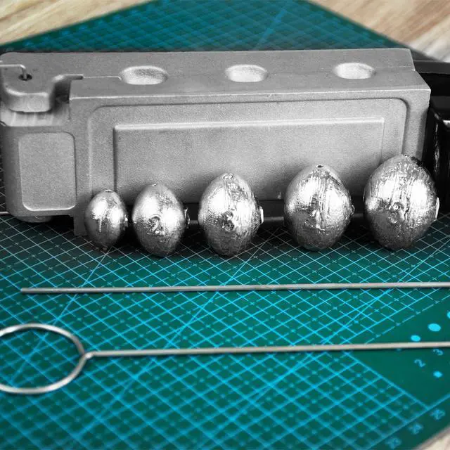 Alt view image 3 of 7 - Egg Sinker Mold Fishing Weight Molds with 5 Mold Cavities,1oz, 2oz, 3oz, 4oz, 5oz, Lead Sinker Molds with 2 Pull Pin