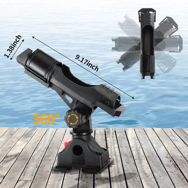 Alt view image 3 of 7 - Fishing Boat Rods Holder with Mount Bracket - 360 Degree Adjustable for Fishing Pole Rods - Ideal for Boats and Kayaks, 2 Pack