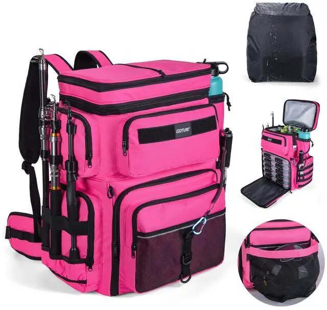 Main image of Fishing Backpack with Cooler, 66L 600D Tackle Backpack with 3 Rod Holders, Helmet Holder, Rain Cover, Saltwater Large Fishing Bag for Camping Hiking, Gear Storage Bag, Gifts for Men