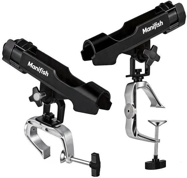 Main image of 2 Pack Fishing Rod Holders for Kayak & Boat, 360° Swivel Clamp Rod Holder with Enlarged Base, Fits Round Square Tubes, Jon Boat, Canoe, Fishing Accessories