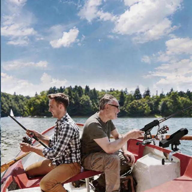 Alt view image 6 of 7 - 2 Pack Fishing Rod Holders for Kayak & Boat, 360° Swivel Clamp Rod Holder with Enlarged Base, Fits Round Square Tubes, Jon Boat, Canoe, Fishing Accessories