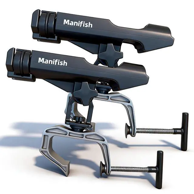 Alt view image 7 of 7 - 2 Pack Fishing Rod Holders for Kayak & Boat, 360° Swivel Clamp Rod Holder with Enlarged Base, Fits Round Square Tubes, Jon Boat, Canoe, Fishing Accessories