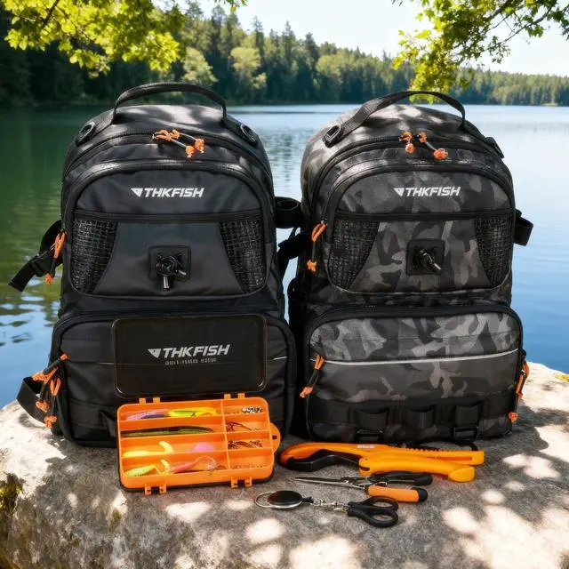 Alt view image 2 of 7 - Fishing Backpack with Tackle Boxes, 20L Waterproof Tackle Sling Bag with Lures Kit, Fish Lip Gripper, Pliers, Scissors, Fishing Gifts for Men Women