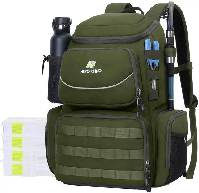 Main image of Fishing Tackle Backpack with Rod Holders, 40L Large Fishing Bag with Waterproof Rain Cover,Outdoor Tackle Bag