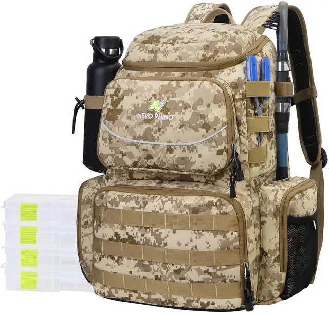 Main image of Fishing Tackle Backpack with Rod Holders, 40L Large Fishing Bag with Waterproof Rain Cover,Outdoor Tackle Bag